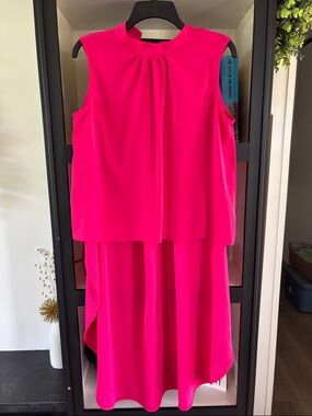 SHEIN Hot Pink High-Low Dress